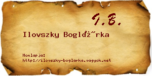 Ilovszky Boglárka névjegykártya